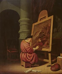 Innenansicht eines Ateliers oder Ein Maler in seinem Atelier, 1649